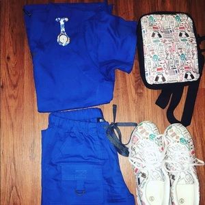 Royal blue 10 pocket jogger scrub set